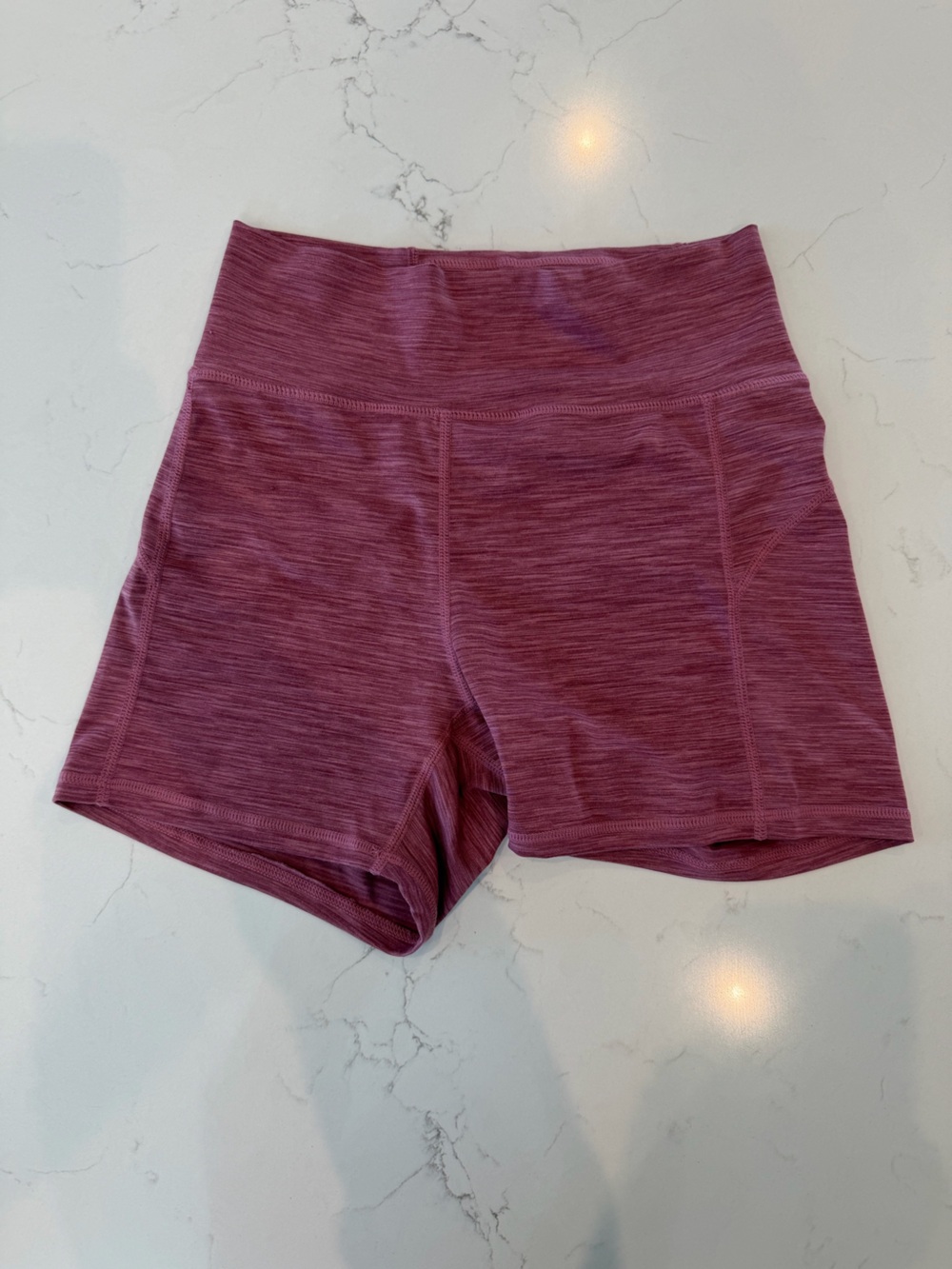 High-Waist Women's Active Shorts - Plum Heather